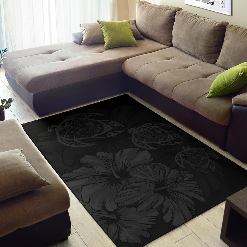 Hawaiian Map Hibiscus Flowers Vintage Polynesian Rug AH - Polynesian Pride