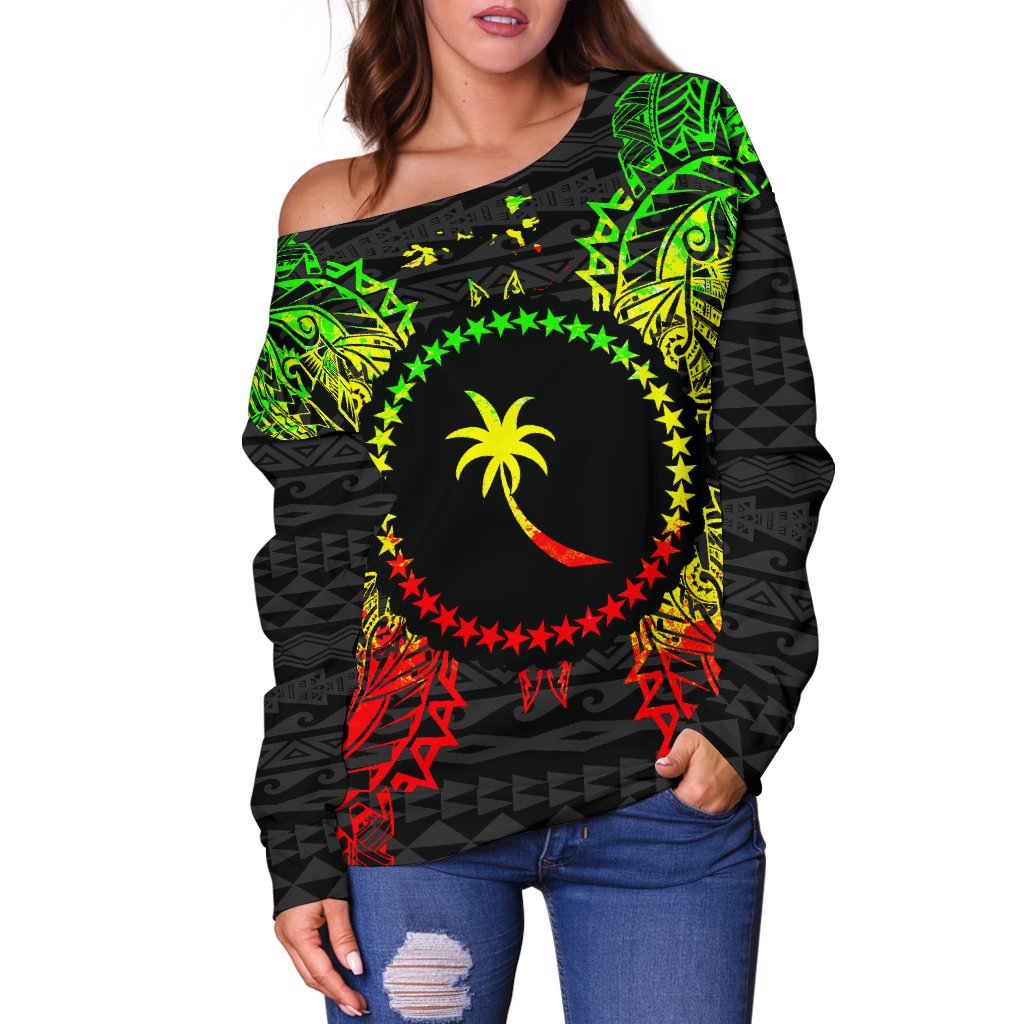 Chuuk Polynesian Shoulder Sweater Map Reggae - Polynesian Pride