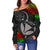 Hawaii Polynesian Women's Off Shoulder Sweater - Kanaka Maoli Hawaiian Map - Polynesian Pride