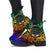 Marshall Islands Custom Personalised Leather Boots - Rainbow Polynesian Pattern Crest - Polynesian Pride