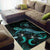Niue Polynesian Area Rugs - Turtle With Blooming Hibiscus Turquoise - Polynesian Pride