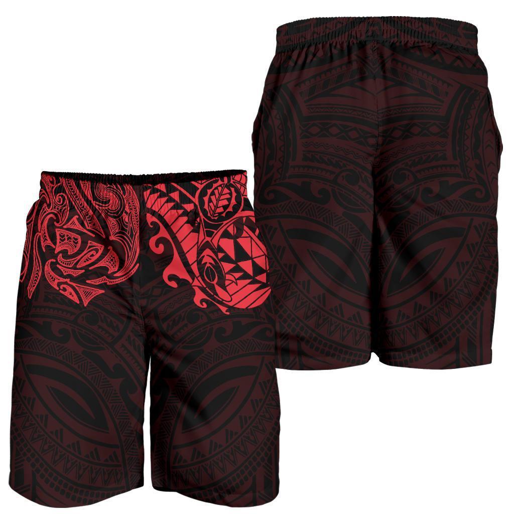 New Zealand All Over Print Men'S Shorts, Maori Polynesian Tattoo Red - Polynesian Pride