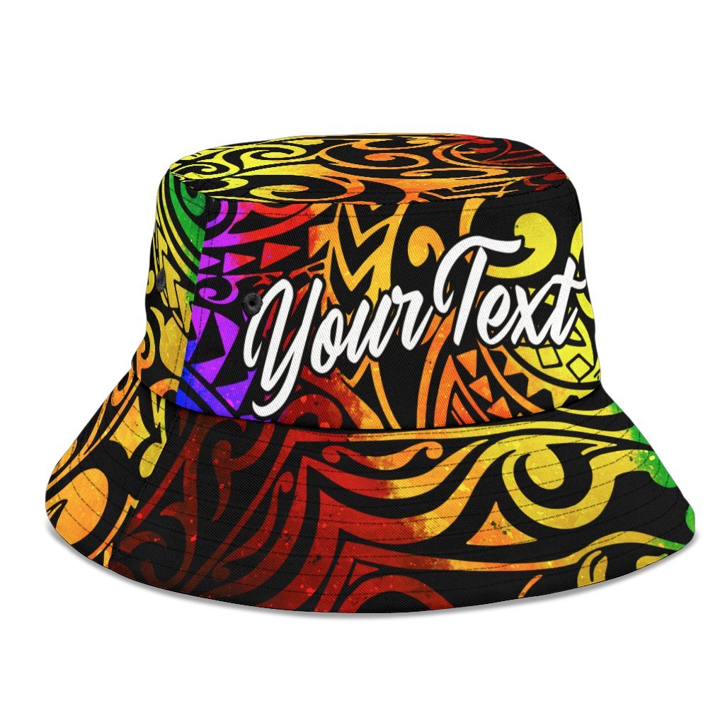 Tonga Custom Personalised Bucket Hat - Rainbow Polynesian Pattern - Polynesian Pride
