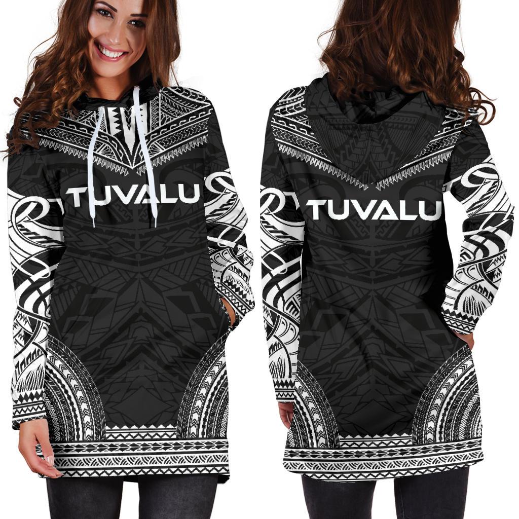 Tuvalu Women's Hoodie Dress - Polynesian Black Chief - Polynesian Pride