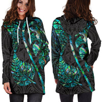 Aotearoa Maori Women Hoodie Dress - Silver Fern Koru Vibes - Polynesian Pride