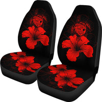 Hawaii Hibiscus Car Seat Cover - Turtle Map - Red Universal Fit Red - Polynesian Pride