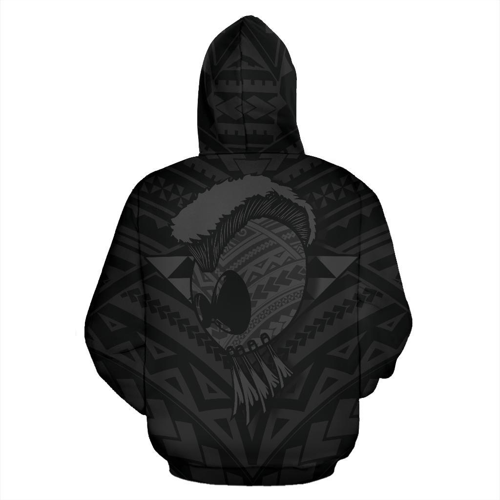 Hawaii Helmet Polynesian Gray Kanaka Warrior Hoodie - Polynesian Pride