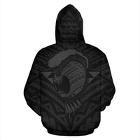 Hawaii Helmet Polynesian Gray Kanaka Warrior Hoodie - Polynesian Pride