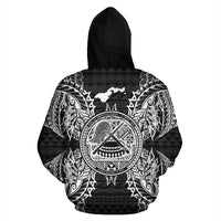 American Samoa Polynesian All Over Zip up Hoodie Map Black - Polynesian Pride