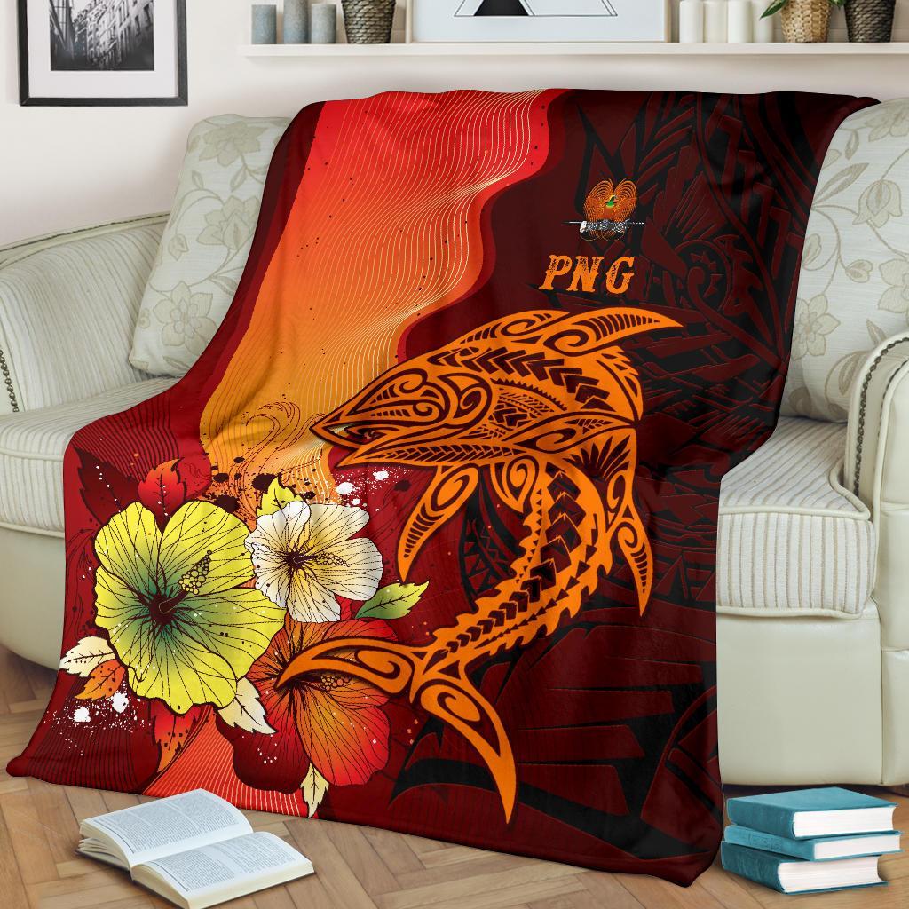 Papua New Guinea Premium Blankets - Tribal Tuna Fish White - Polynesian Pride