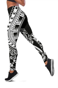 Tonga Women Leggings Polynesian Pattern Black - Polynesian Pride