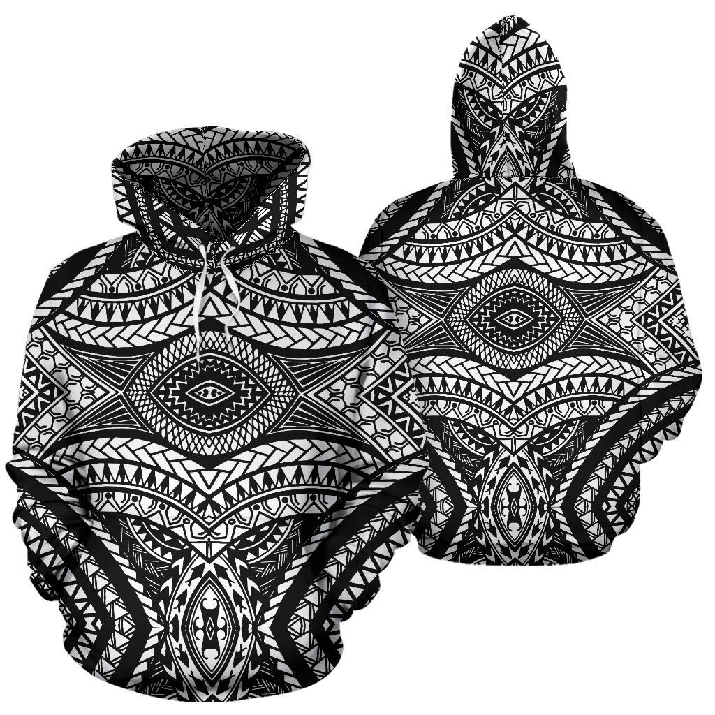 Micronesia All Over Hoodie Micronesia Pattern Unisex Black - Polynesian Pride