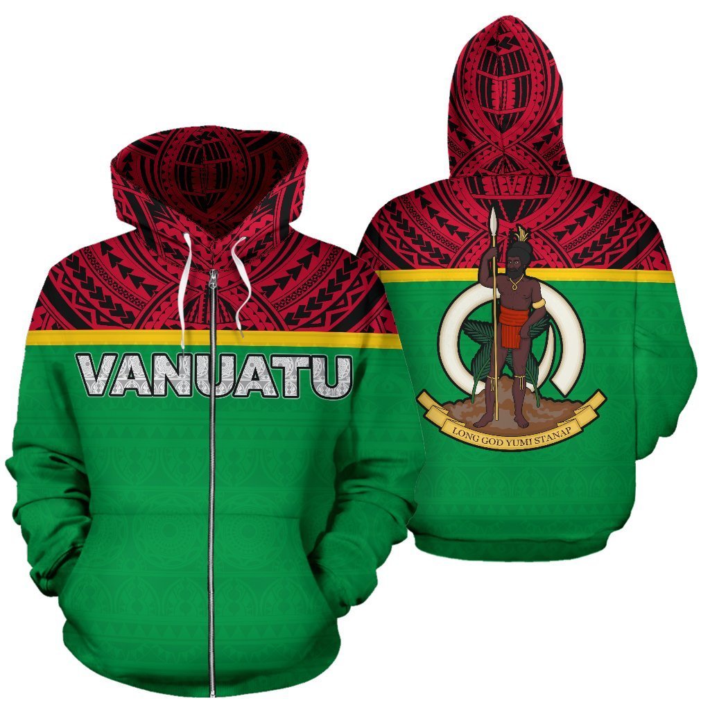 Vanuatu All Over Zip up Hoodie Polynesian Hoodie Style Unisex White - Polynesian Pride