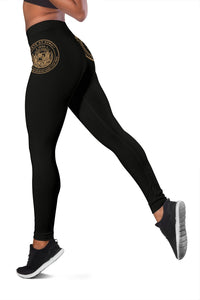 Hawaii State Tattoo Swirly Gold Polynesian Women's Leggings - Polynesian Pride