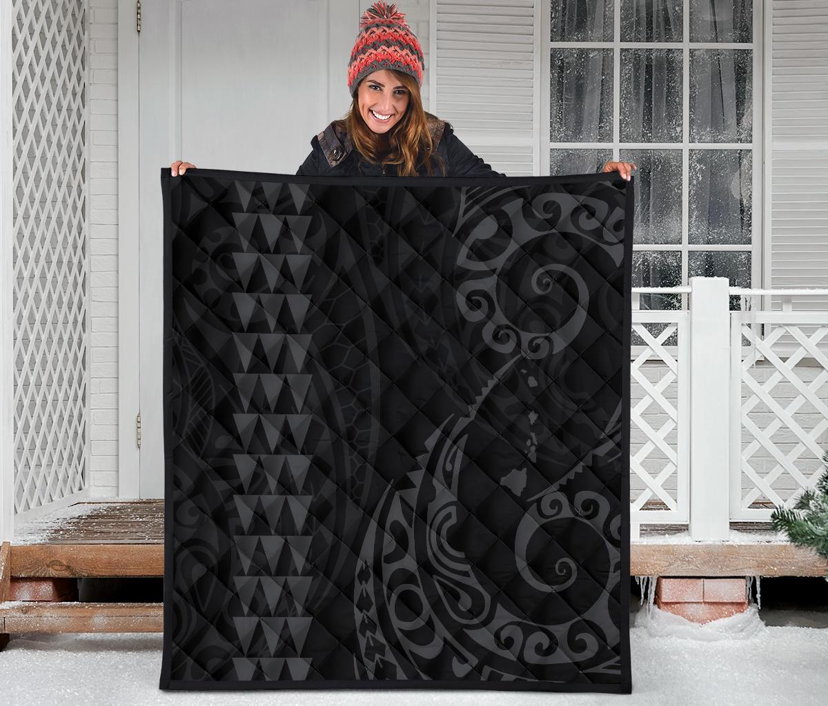 Hawaii Kakau Gray Polynesian Premium Quilt - Polynesian Pride