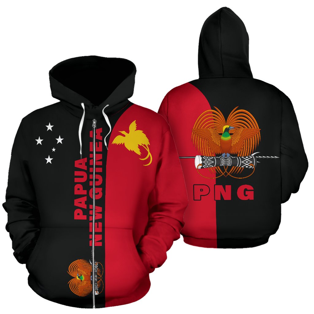 Papua New Guinea All Over Zip up Hoodie Shoulder Style Unisex Black - Polynesian Pride