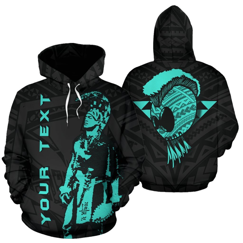 Polynesian Kakau Warrior Helmet Hawaii Custom Hoodie Turquoise Turquoise - Polynesian Pride