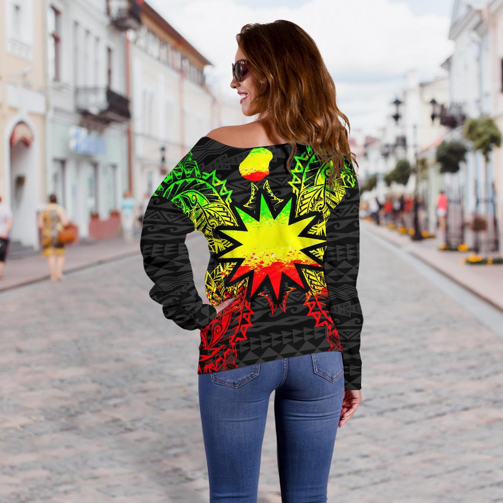 Nauru Polynesian Shoulder Sweater Map Reggae - Polynesian Pride