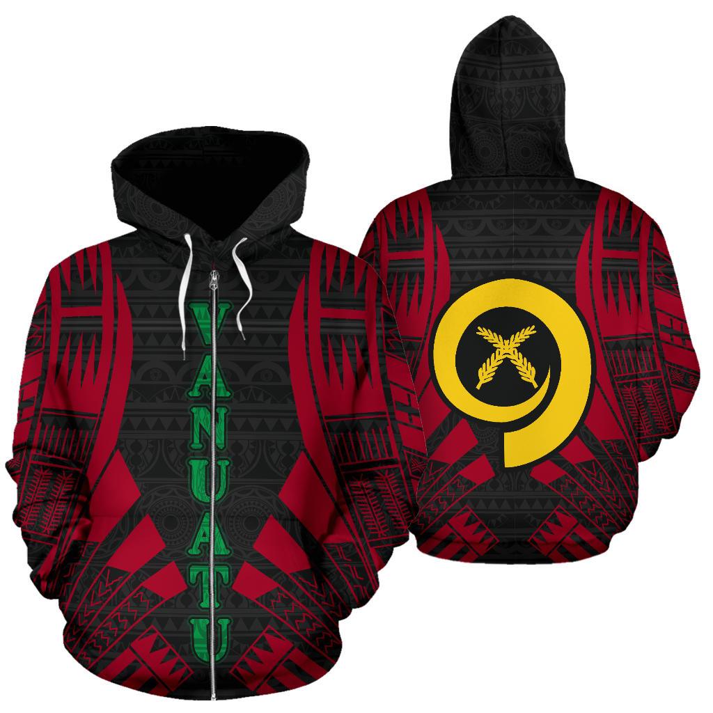 Vanuatu Polynesian Zip up Hoodie Red Tattoo Unisex Red - Polynesian Pride
