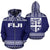 Fiji Tapa All Over Zip up Hoodie Blue and White Version Unisex Blue And White - Polynesian Pride