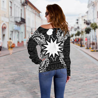 Nauru Polynesian Shoulder Sweater Map Black - Polynesian Pride