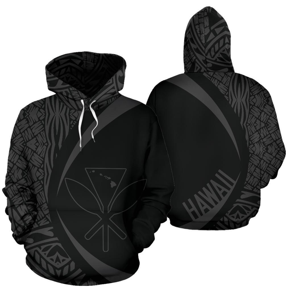 Polynesian Kanaka Maoli Map of Hawaii Hoodie Gray Circle Style Unisex Gray - Polynesian Pride