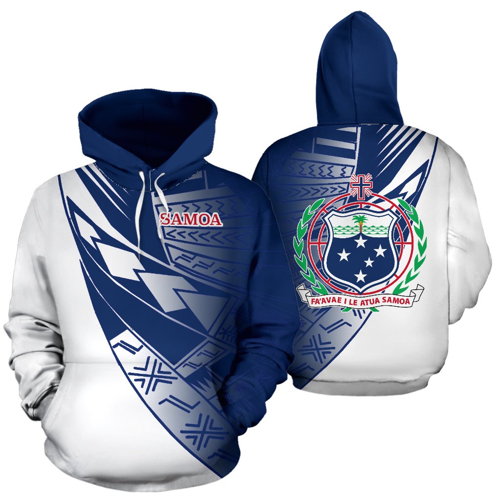 Samoa Polynesian All Over Hoodie Gradient Style Unisex White - Polynesian Pride