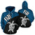 Fiji Tapa Zip up Hoodie Fiji Turtle Mermaid Blue Dark Unisex Black - Polynesian Pride