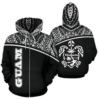 Guam All Over Zip up Hoodie Micronesia Curve Style - Unisex / S / Black