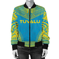 Tuvalu Flag Polynesian Chief Women'S Bomber Jacket - Polynesian Pride