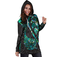 Aotearoa Maori Women Hoodie Dress - Silver Fern Koru Vibes - Polynesian Pride