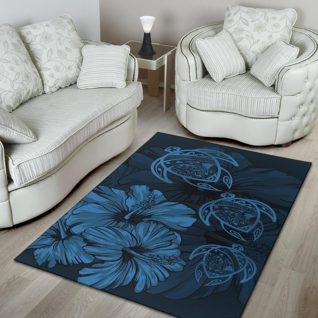 Hawaiian Map Hibiscus Flowers Vintage Polynesian Rug AH - Polynesian Pride