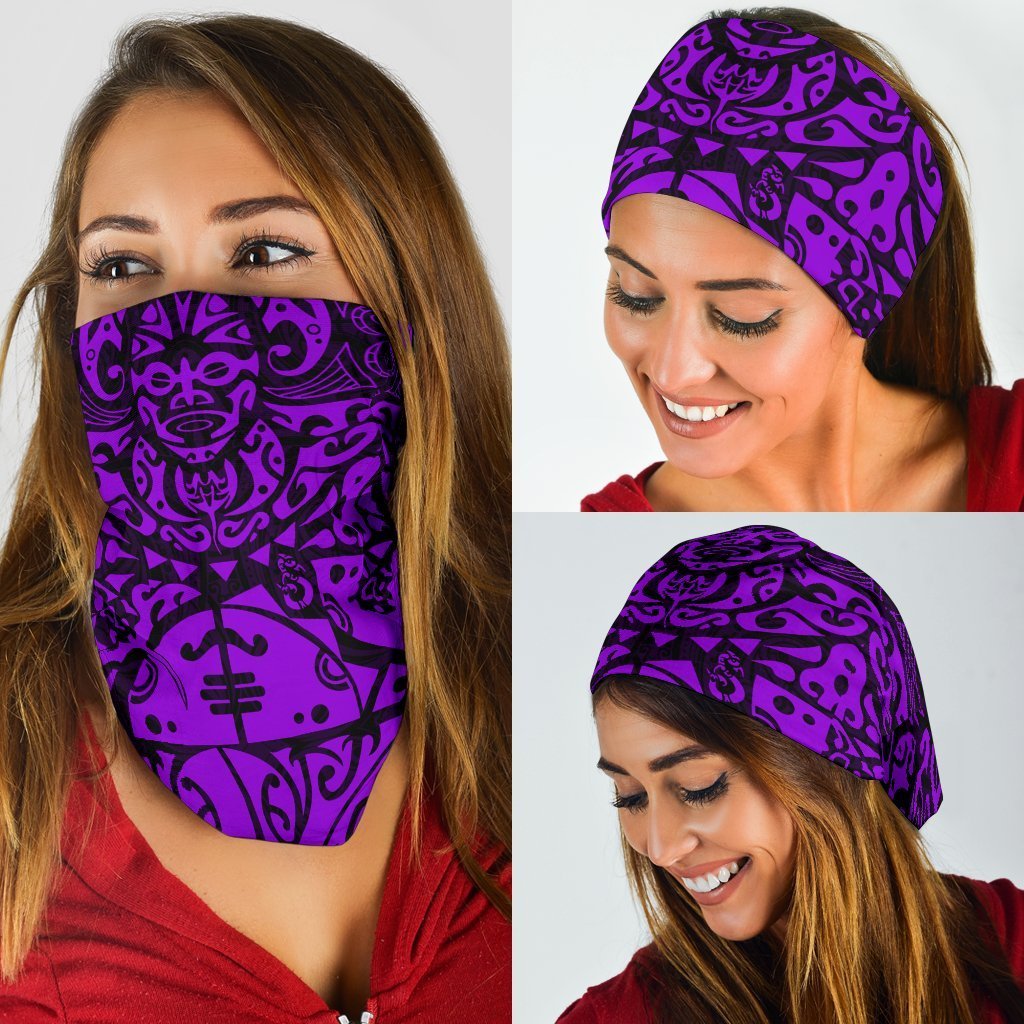 New Zealand Maori Tangaroa Tattoo Bandana - Purple - Polynesian Pride