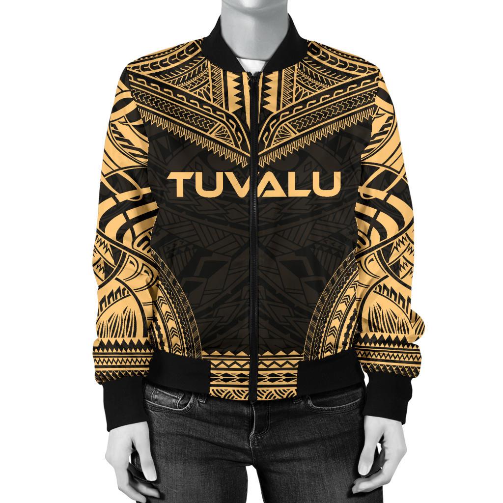 Tuvalu Polynesian Chief Women'S Bomber Jacket - Gold Version - Polynesian Pride
