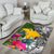 Papua New Guinea Area Rug White - Turtle Plumeria Banana Leaf - Polynesian Pride