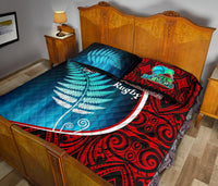Aotearoa Rugby Black Maori Quilt Bed Set Kiwi And Silver Fern New Zealand - Polynesian Pride