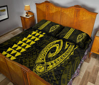 Hawaii Kakau Makau Fish Hook Polynesian Quilt Bed Set - Yellow - Polynesian Pride