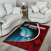 Aotearoa Rugby Black Maori Area Rug Kiwi and Silver Fern New Zealand - Polynesian Pride