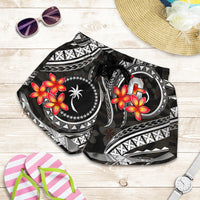 Chuuk Micronesian Women Shorts - Black Plumeria Women BLACK - Polynesian Pride