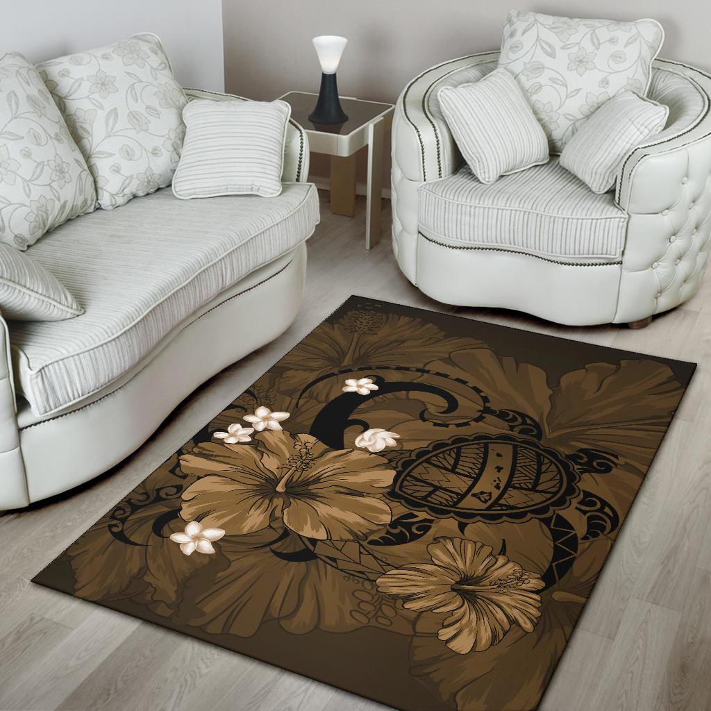 Hawaii Turtle Map Hibiscus Plumeria - Gold - Polynesian Pride