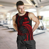 Hawaii Polynesian Men's Tank Top - Red Tribal Wave - Polynesian Pride