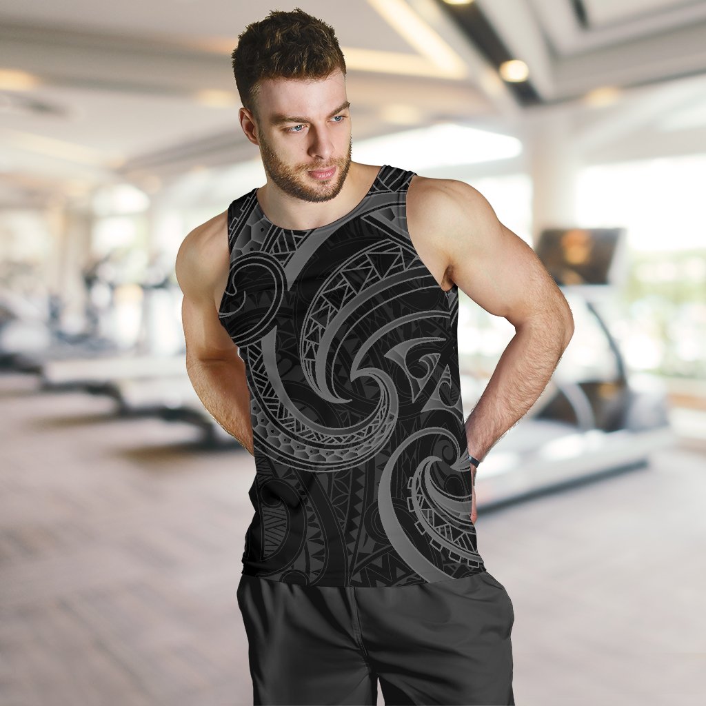 New Zealand Maori Mangopare Men Tank Top Polynesian - Black - Polynesian Pride
