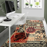 Hawaii Polynesian Area Rug - Hawaiian Style Tribal Fabric Patchwork - Polynesian Pride