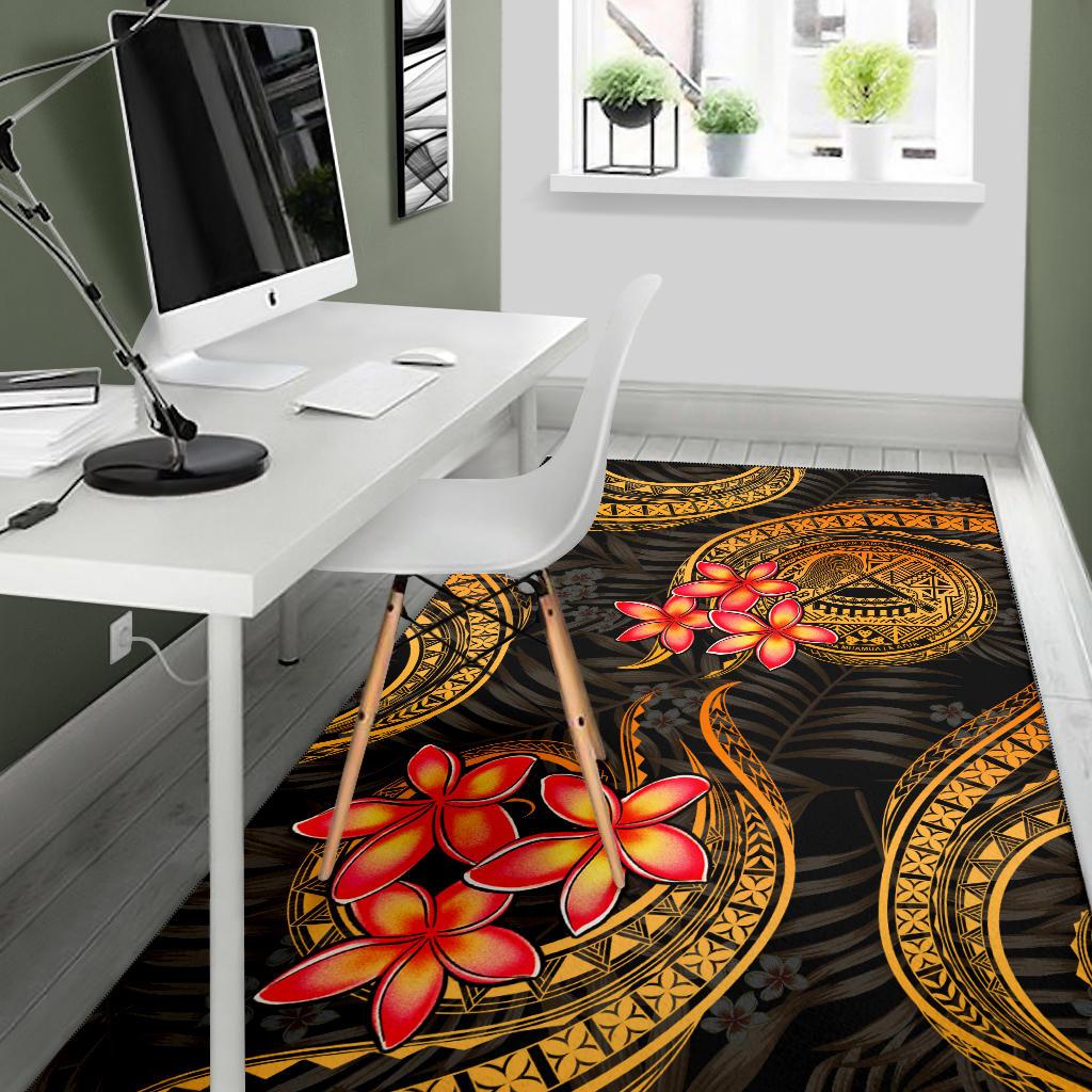 American Samoa Polynesian Area Rug - Gold Plumeria - Polynesian Pride