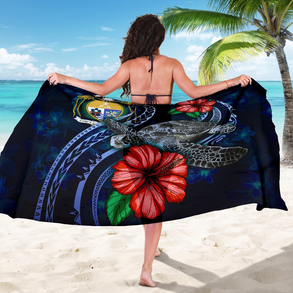 Nauru Polynesian Sarong - Blue Turtle Hibiscus - Polynesian Pride