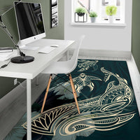 Hawaii Tropical Hibiscus Aumakua Rug - Lucas Style - Green Rug - Polynesian Pride