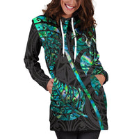 Aotearoa Maori Women Hoodie Dress - Silver Fern Koru Vibes - Polynesian Pride