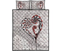 New Zealand Quilt Bed Set, Koru Aroha Maori Quilt And Pillow Cover Beige - Polynesian Pride