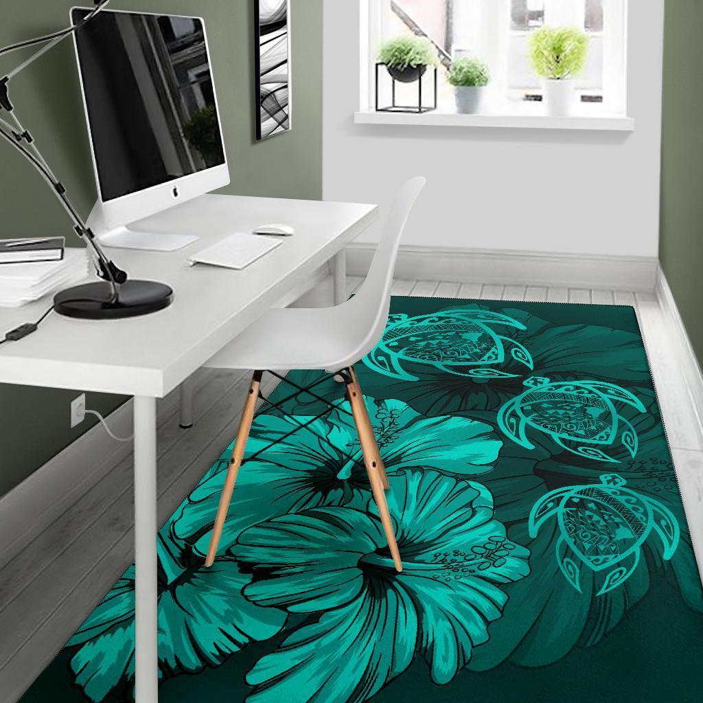 Hawaiian Map Hibiscus Flowers Vintage Polynesian Rug AH - Polynesian Pride