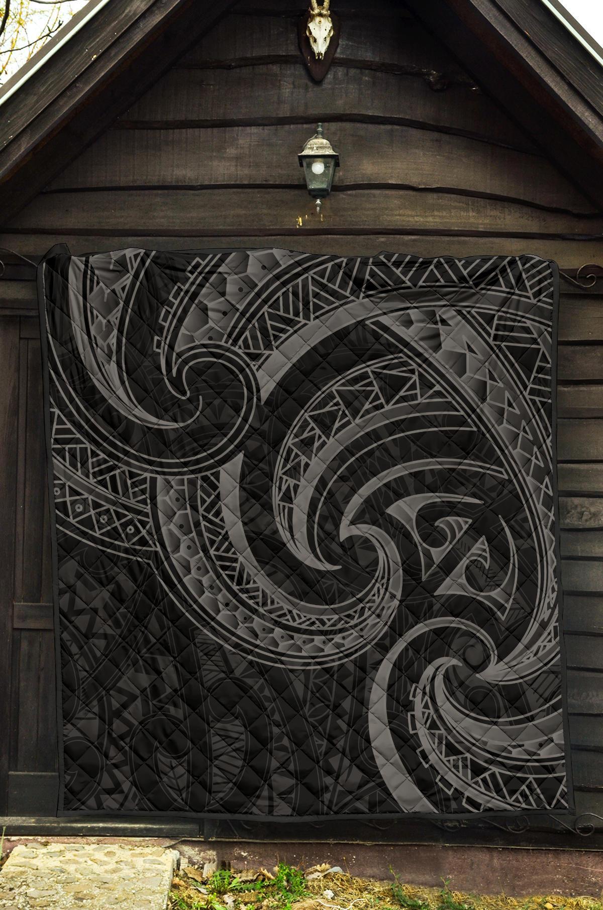 New Zealand Maori Mangopare Premium Quilt Polynesian - Black - Polynesian Pride